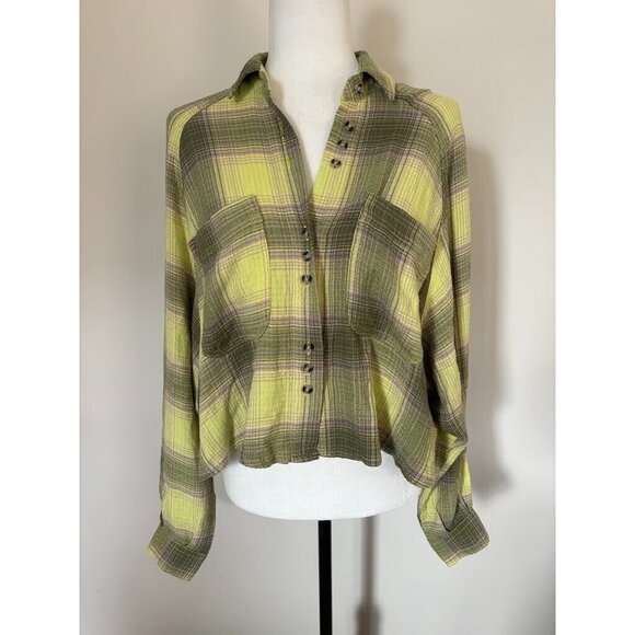 BDG Urban Outfitters Button Up Lou Shirt Size Small Oversized Slouchy Plaid - Picture 2 of 9